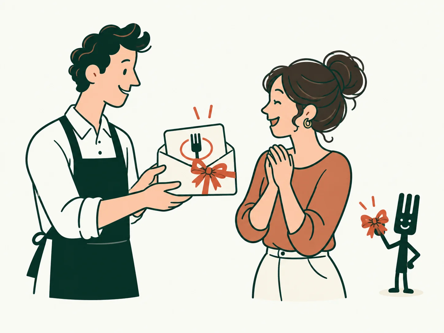 Due amici si scambiano una gift card del ristorante.