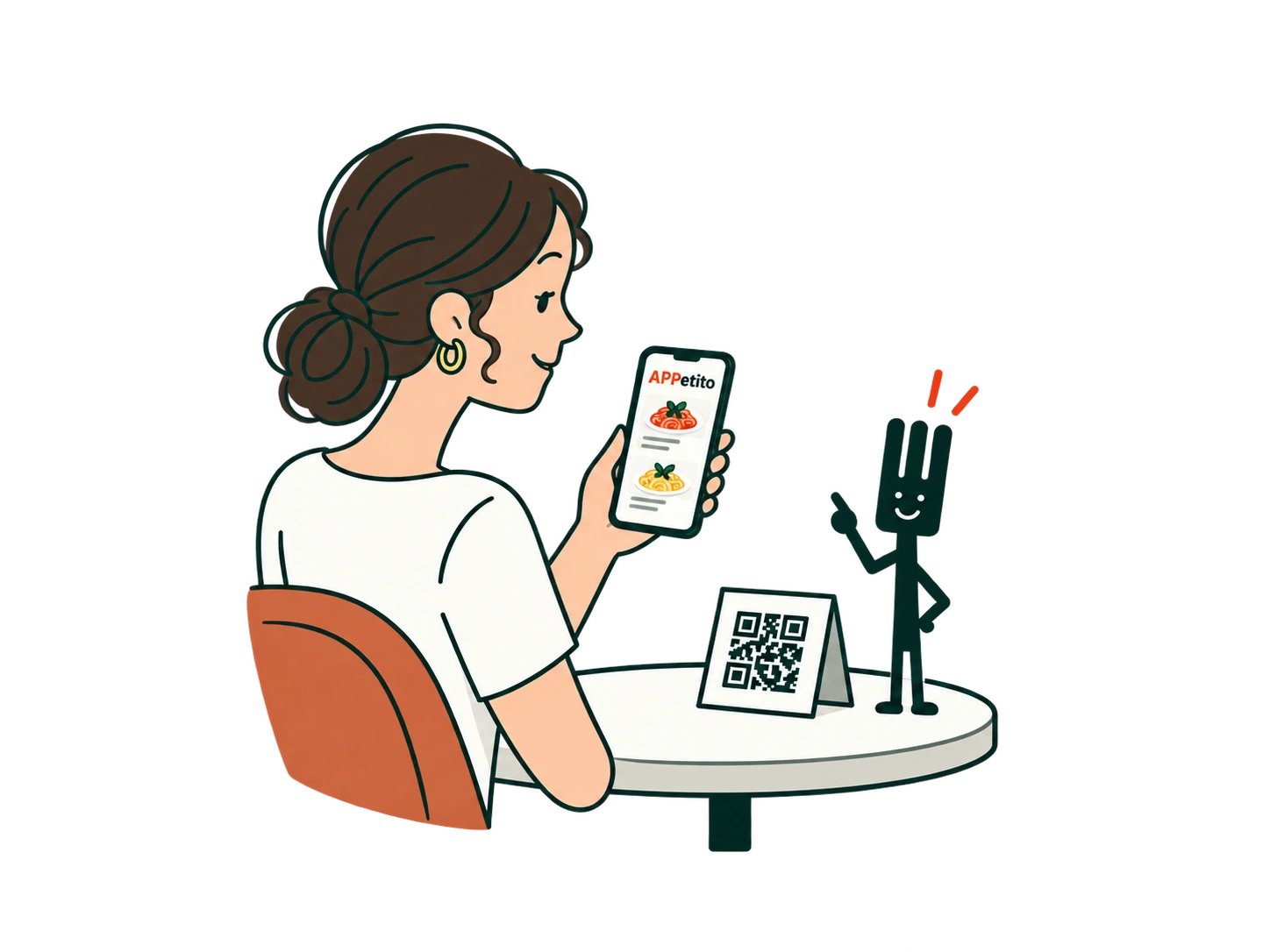 La cliente consulta il menu digitale tramite il QR Code del tavolo.